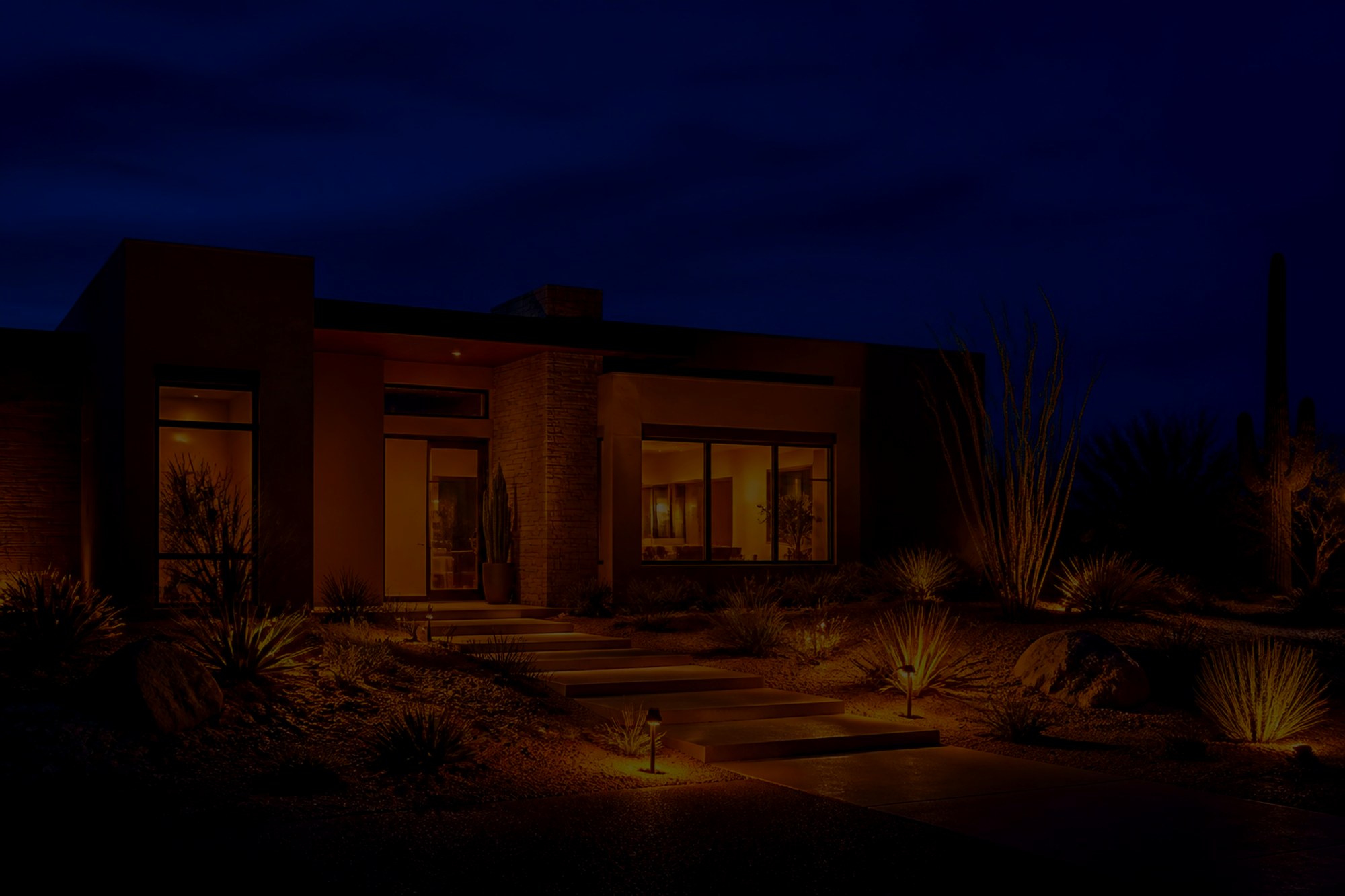 Exterior dark and tilted — before correction