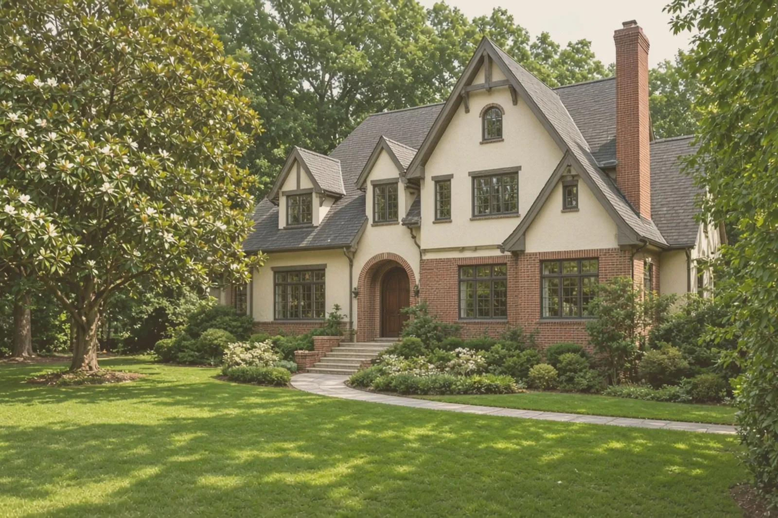 Exterior dark and tilted — before correction